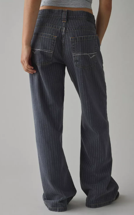 Gray Jeans With Printed Stripes