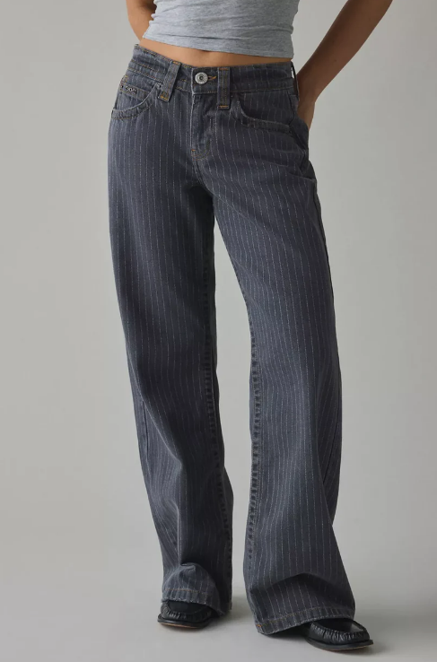 Gray Jeans With Printed Stripes