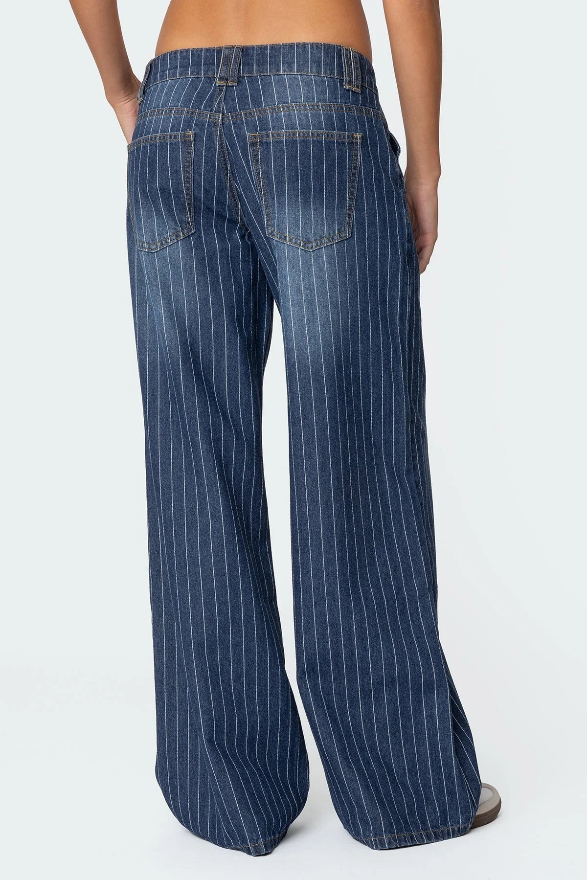Pinstripe Wide-Leg Jeans