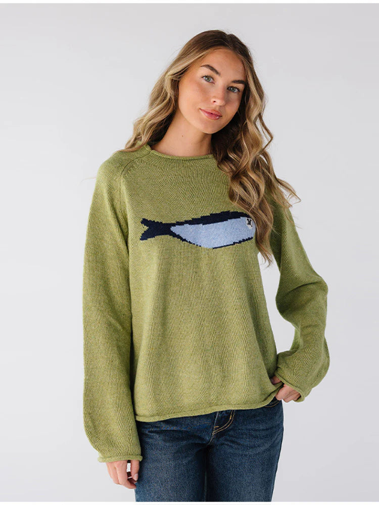 Olivfarbener Fischerpullover