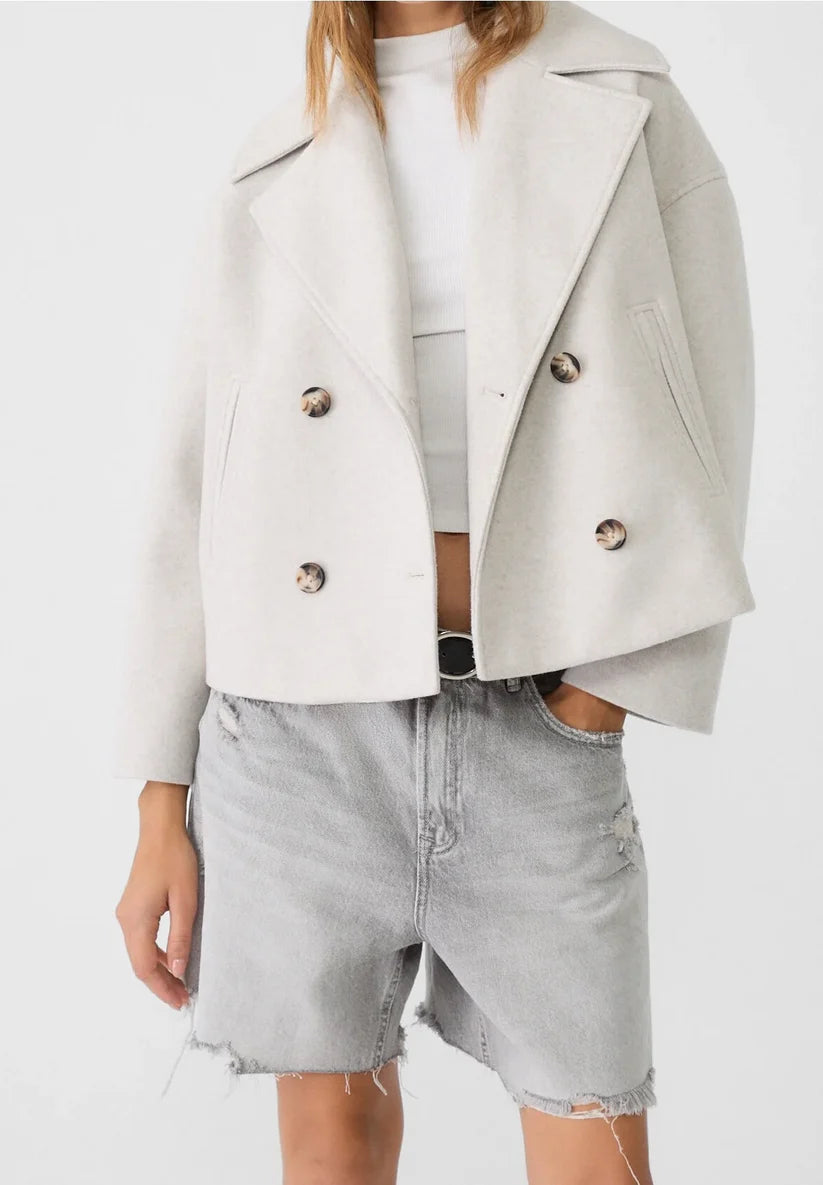 Cropped Double-Breasted Wool Jacket
