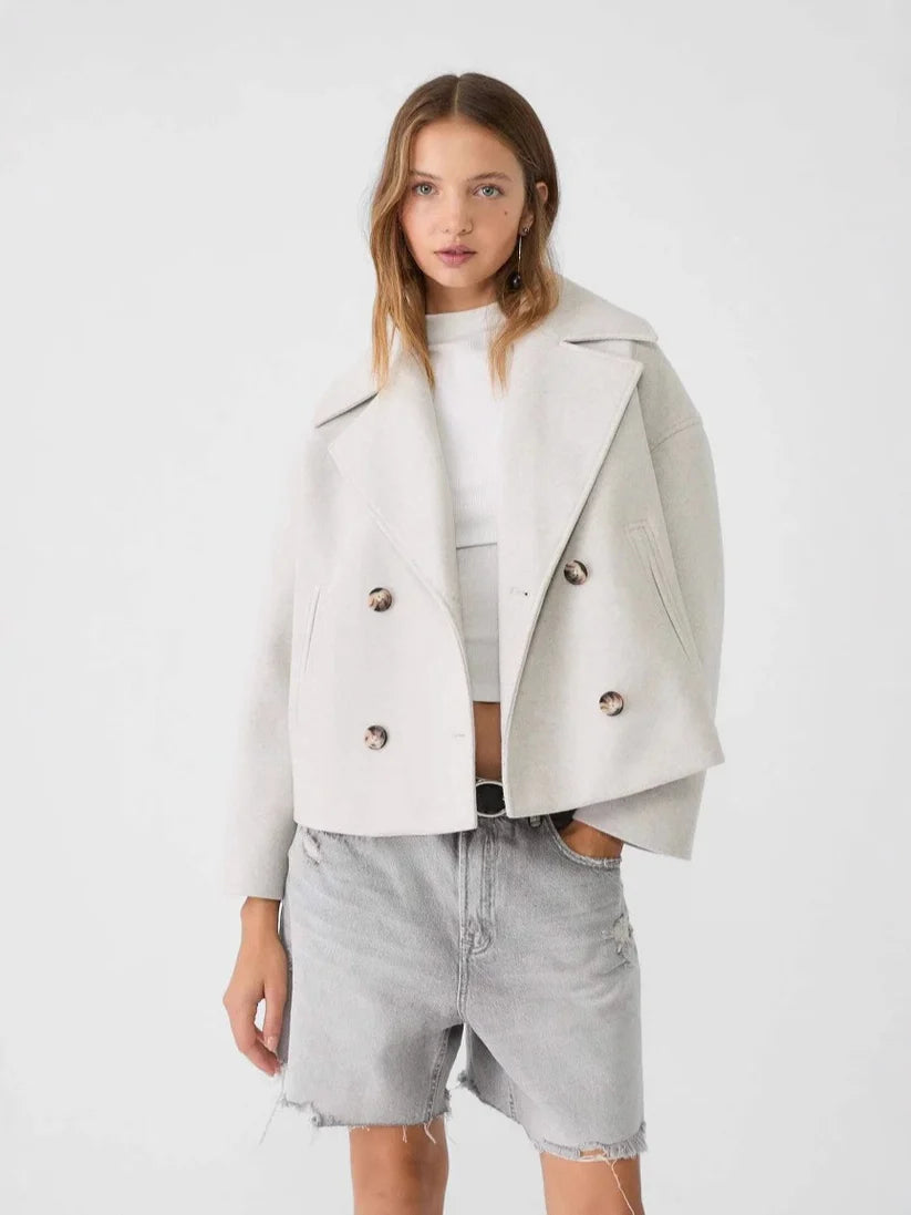 Cropped Double-Breasted Wool Jacket