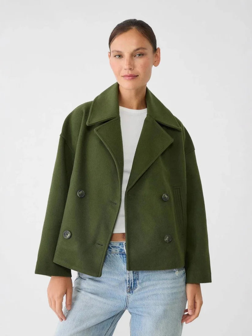Cropped Double-Breasted Wool Jacket