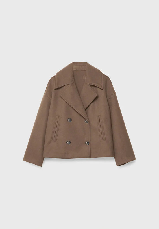 Cropped Double-Breasted Wool Jacket