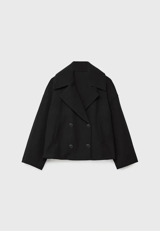 Cropped Double-Breasted Wool Jacket