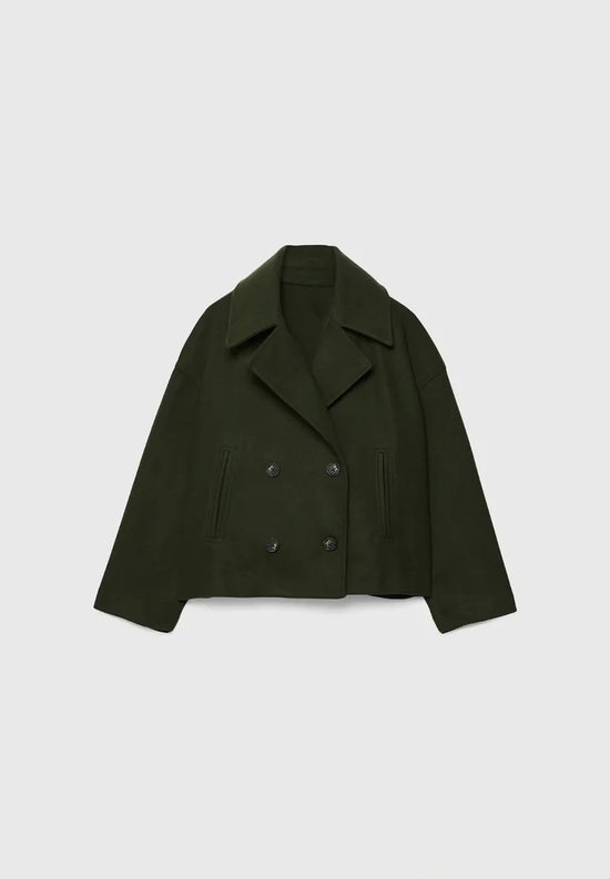 Cropped Double-Breasted Wool Jacket