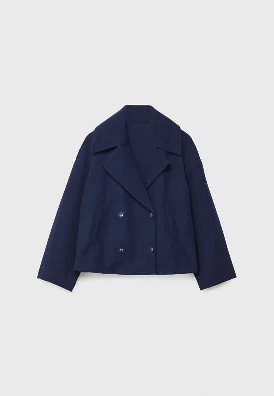 Cropped Double-Breasted Wool Jacket