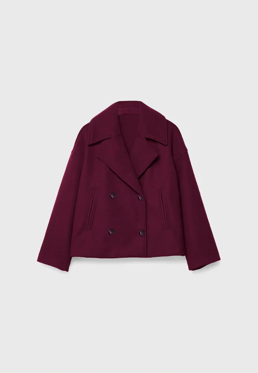Cropped Double-Breasted Wool Jacket