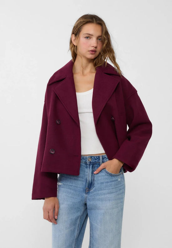Cropped Double-Breasted Wool Jacket