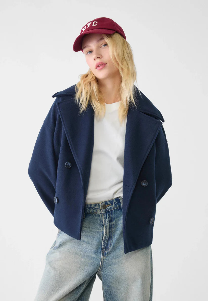 Cropped Double-Breasted Wool Jacket