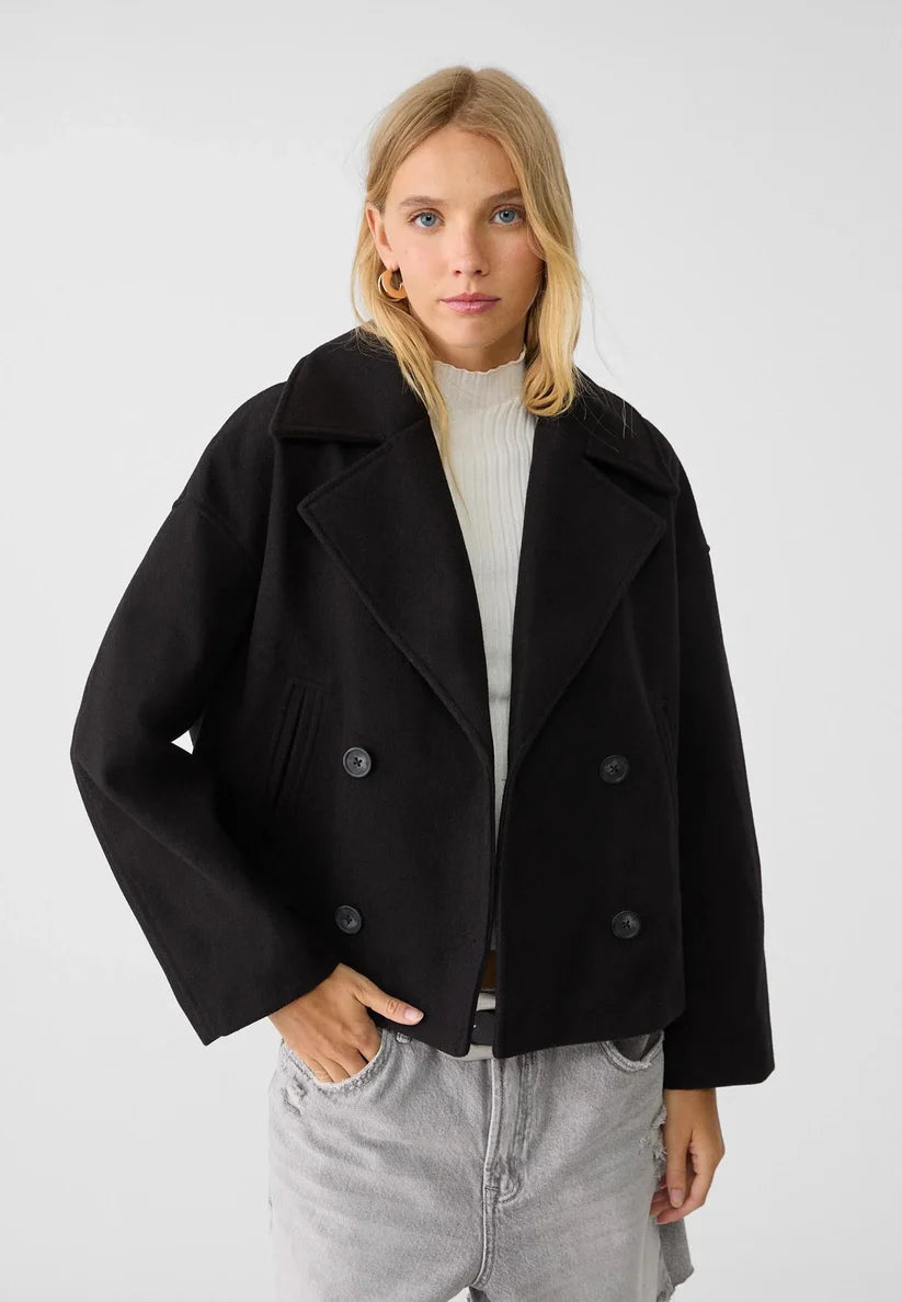 Cropped Double-Breasted Wool Jacket