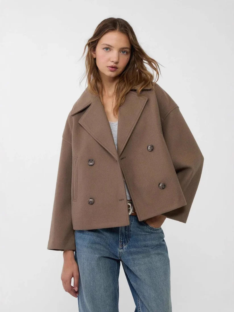 Cropped Double-Breasted Wool Jacket
