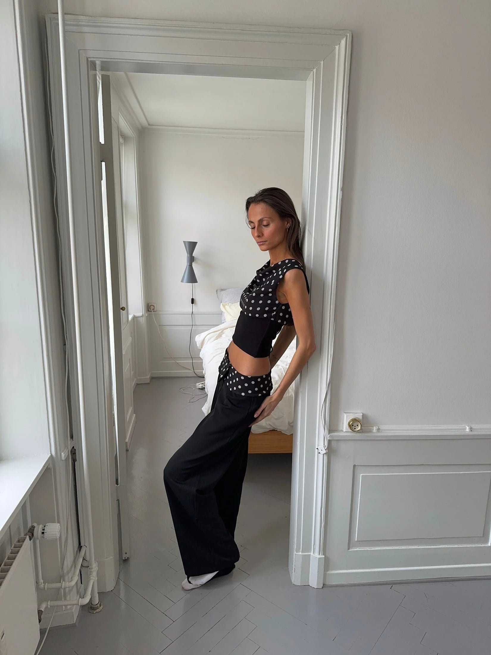 Black Polka Dot Two-Piece Set