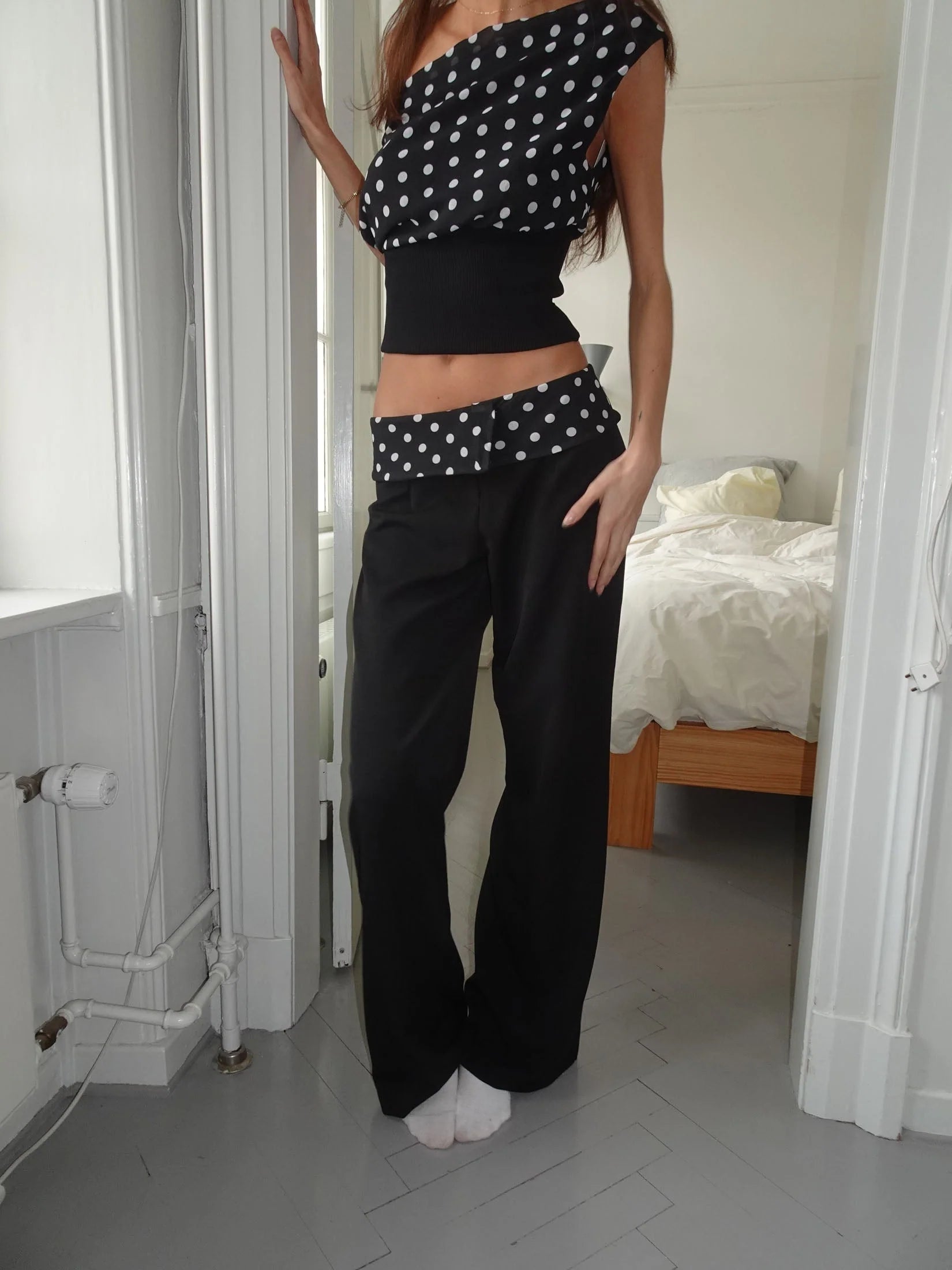 Black Polka Dot Two-Piece Set