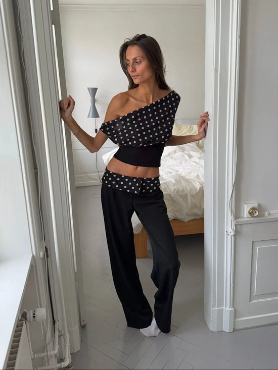 Black Polka Dot Two-Piece Set