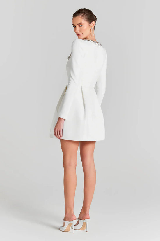 white velvet dress design White Velvet and Pearls Embroidered Dress