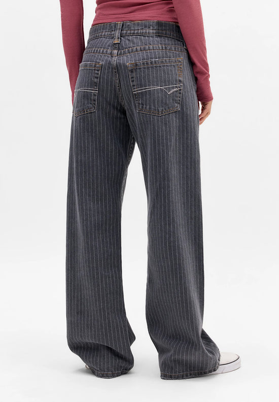 Grey Stripe Print Jeans