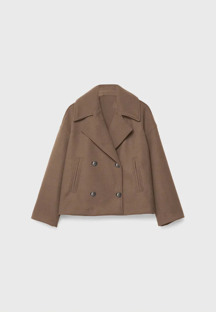 Cropped Double-Breasted Wool Jacket