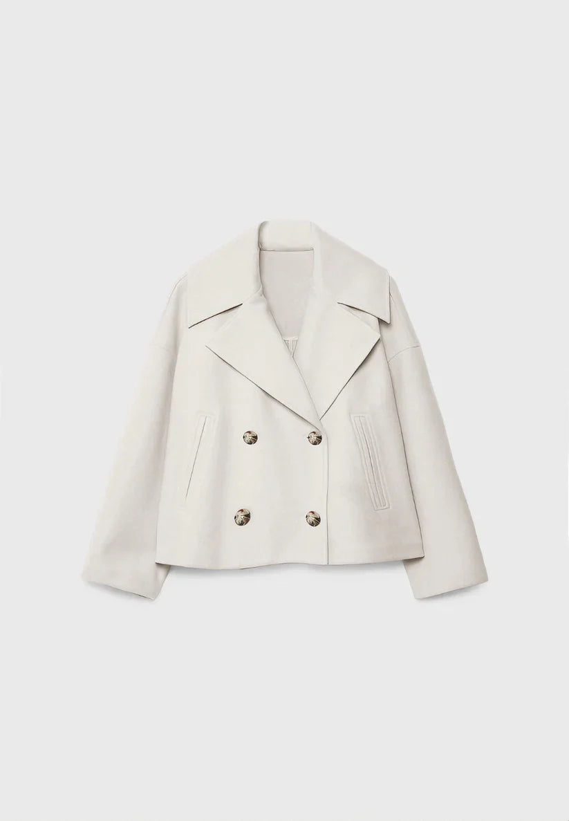 Cropped Double-Breasted Wool Jacket